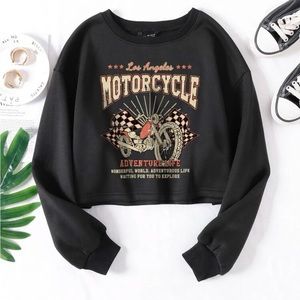 teen/woman’s cropped motorcycle sweatshirt
